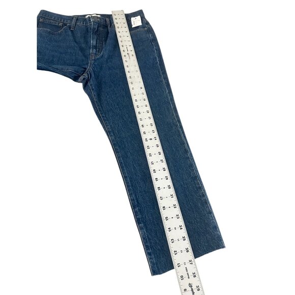 Madewell Perfect Vintage Jeans Womens 31 Dark Wash Straight High Rise Raw Hem - Picture 9 of 16